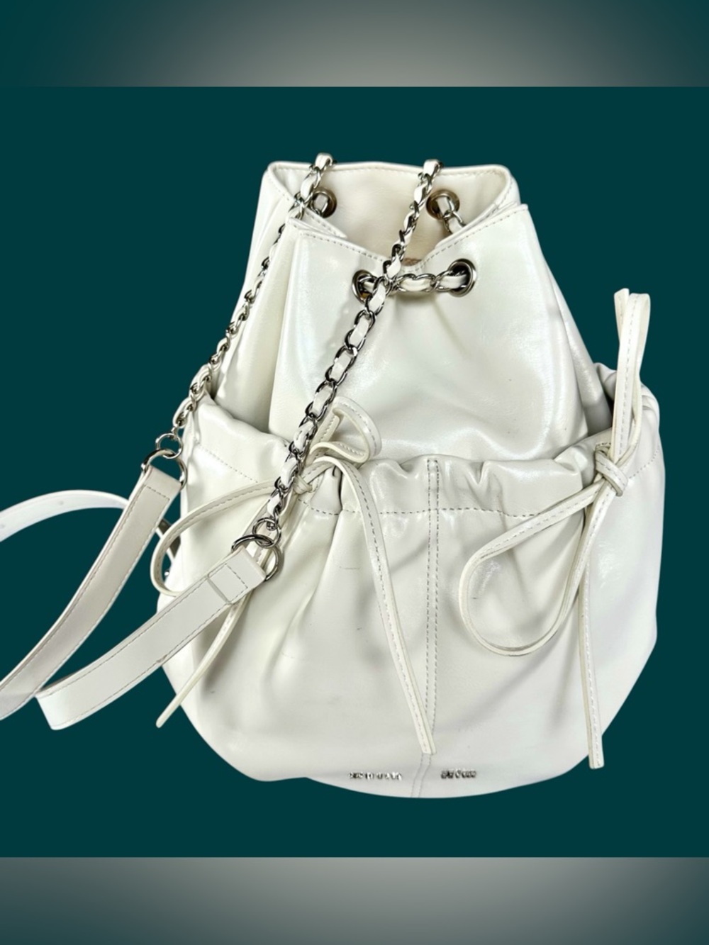 Matin Kim Leather Drawstring Ribbon Backpack - Picture 9 of 16